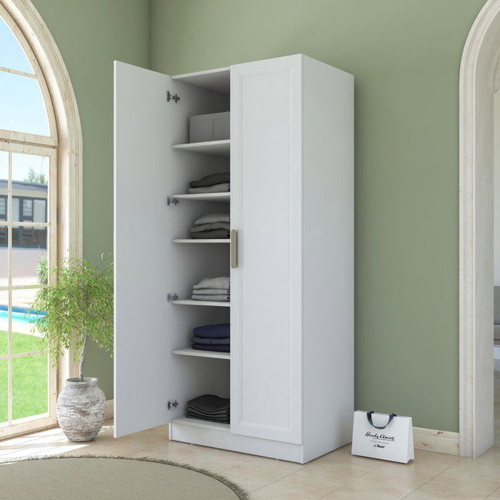 Hanah Home Armario Blanco con Estanterías Hanah Home Armario Blanco con Estanterías